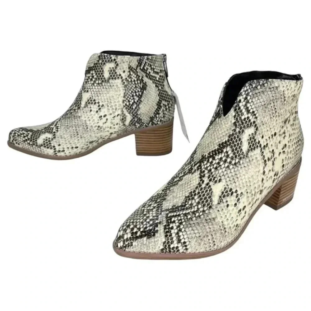 Aqua College Emily Leather Snake Print Waterproof Womens Booties Size 7M - Picture 10 of 14